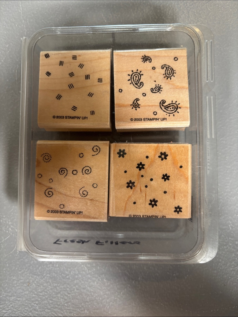 Stampin’ Up Fresh Fillers 2003 Set of 4 Wood Mount Rubber Stamps